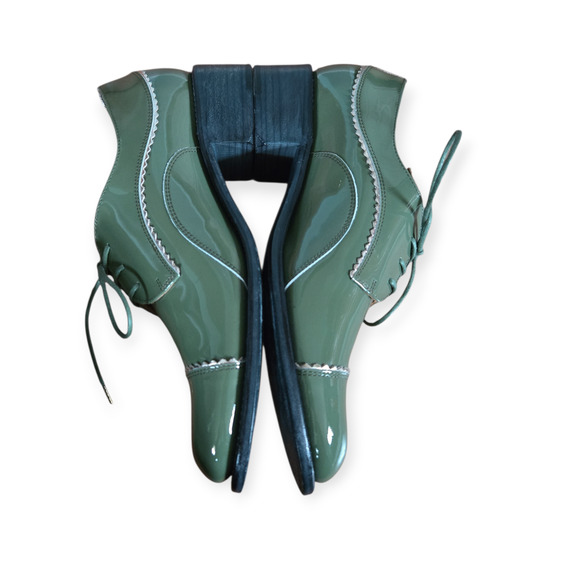 The Office of Angela Scott Ms. Neale Leather Oxfords In Sage Size EU 39.5 US 9.5 - Picture 4 of 10